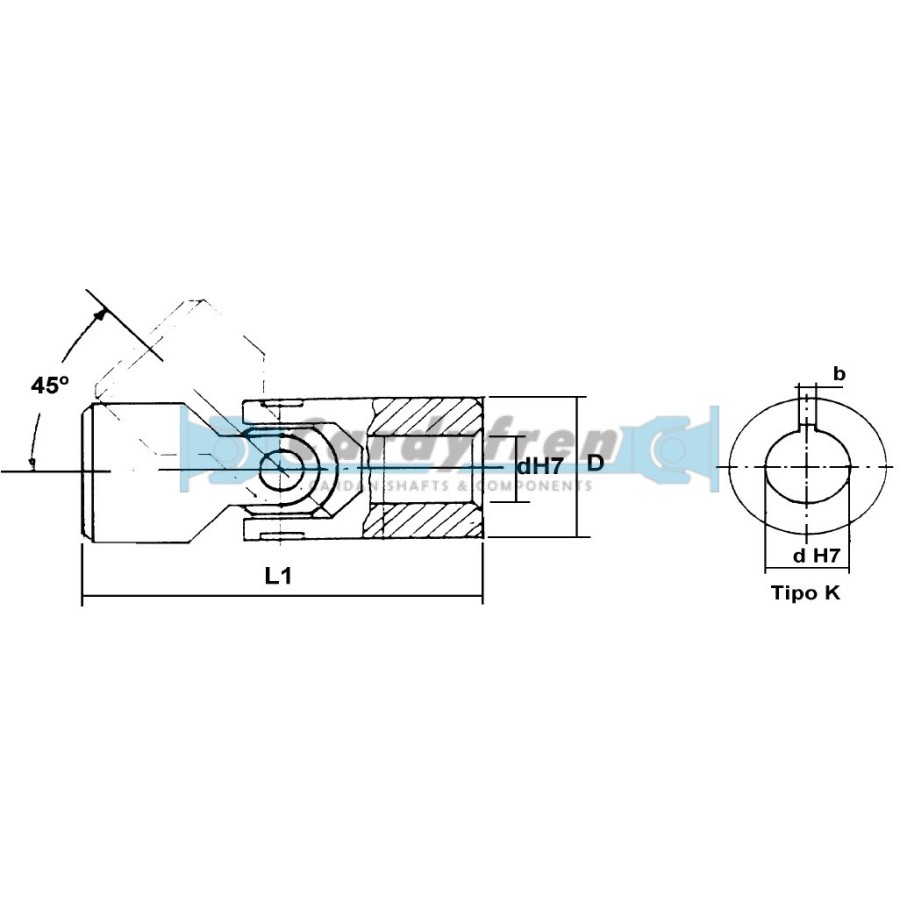 PRECISSION UNIVERSAL SINGLE JOINT DIN808 S.108 82 mm