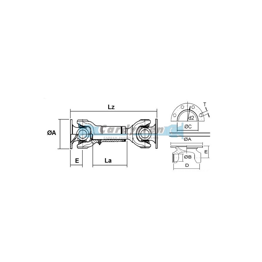 TRANSMISSION A CARDAN EXTRA COURT ELBE 0.107 270mm