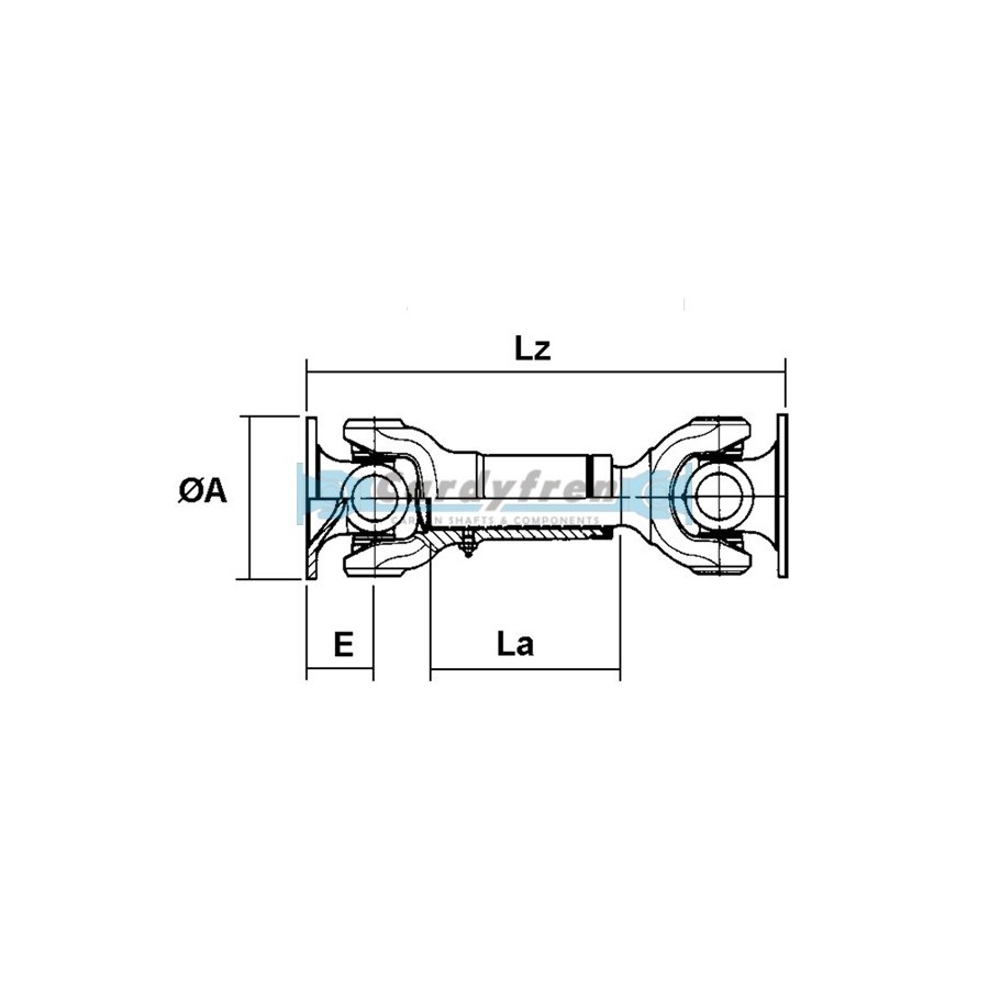 TRANSMISSION A CARDAN EXTRA COURT ELBE 0105 215 mm