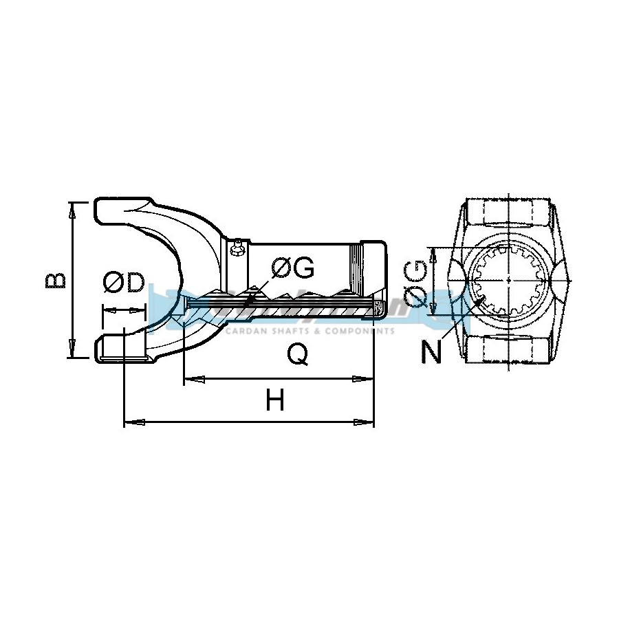 HORQUILLA CORREDERA O EXTENSIBLE ORIGINAL DANA SPICER SERIE 1310. REF: 2-3-128KX