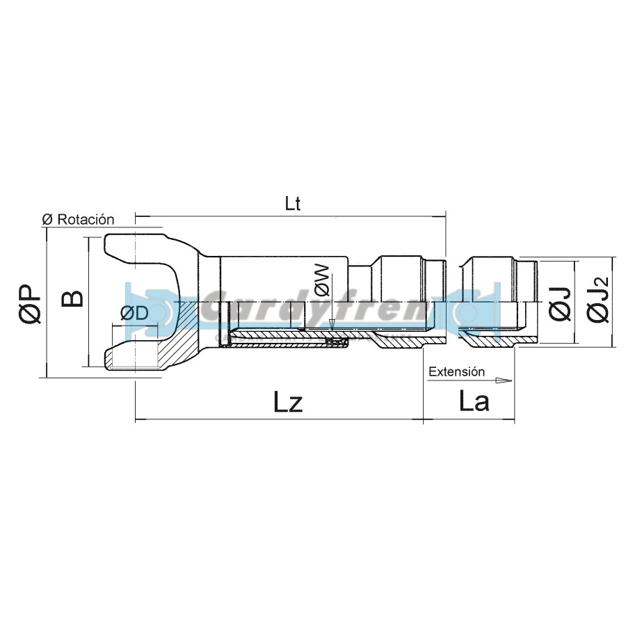 HORQUILLA CORREDERA ORIGINAL SERIE 43 - 287.10. PARA TUBO Ø60x3