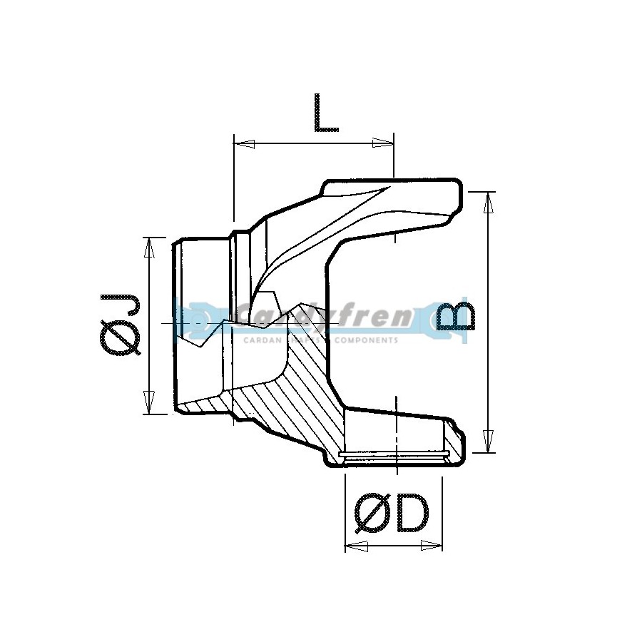 TUBE YOKE 1310 SERIES, ORIGINAL SPICER, FOR TUBE Ø50,8x2,4. REF: 2-28-577