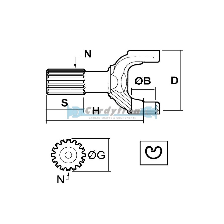 YOKE SHAFT SPICER 1310 SERIES FOR U-JOINT 27x81,7 mm